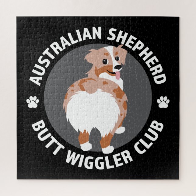 Puzzle Australian Shepherd Butt Wigglers Club - Red Merle (Vertical)