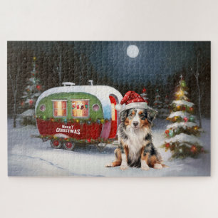 Puzzle Australian Shepherd Caravan Christmas Adventure