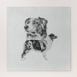 Puzzle Australian Shepherd dog - Croquis au crayon austra