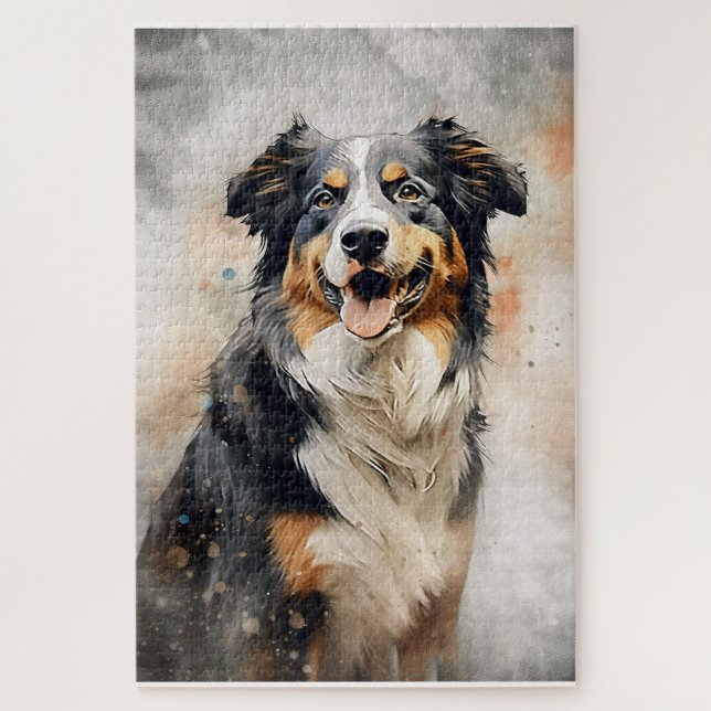Puzzle Australian shepherd encre peinture 1014 pièce puzz (Vertical)
