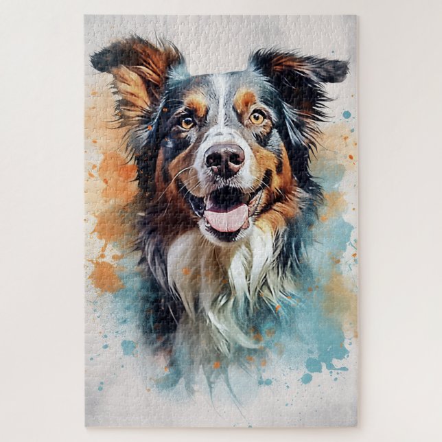 Puzzle Australian shepherd encre peinture 1014 pièce puzz (Vertical)