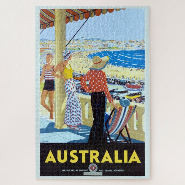 Puzzle AUSTRALIE 1920 BONDI BEACH TRAVEL POSTER Jigsaw P (Vertical)