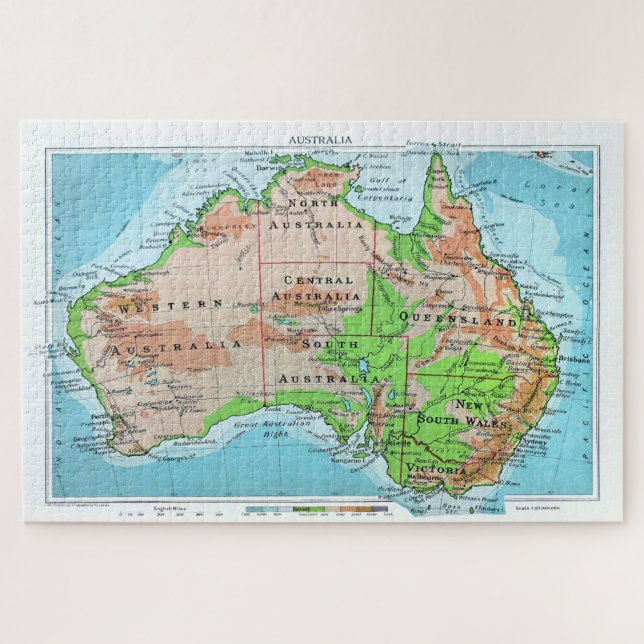 Puzzle Australie d'antan. Une carte restaurée. (Horizontal)