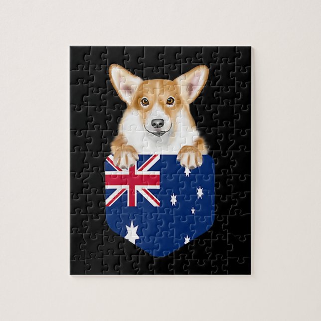 Puzzle Australie Drapeau Pembroke Welsh Corgi Chien Dans  (Vertical)