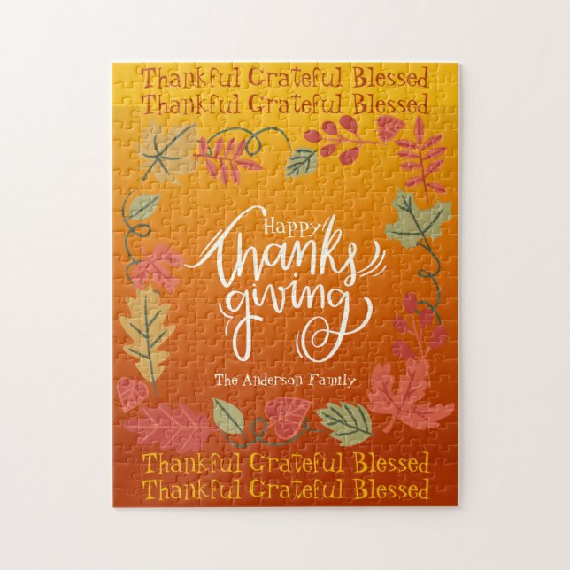 Puzzle Automne Automne Feuilles Joli Bon thanksgiving Fam (Vertical)