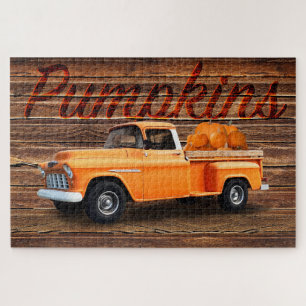 Puzzle Automne Couleur Orange Camion avec Citrouilles