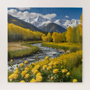 Puzzle Automne Jaune Montagnes neigeuses Aspen River
