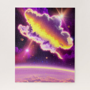 Puzzle Autre monde violet et jaune Nebula image cosmique