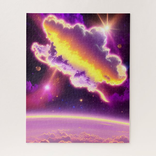 Puzzle Autre monde violet et jaune Nebula image cosmique (Vertical)