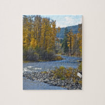 Autumn forest and river scene