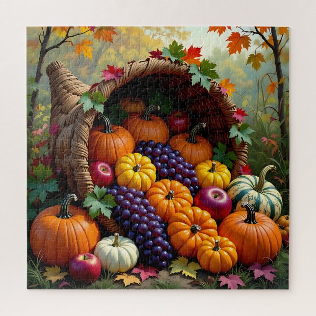 Puzzle Autumn Harvest and Blessings Cornucopia  (Vertical)