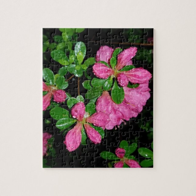 Puzzle aux fleurs roses après la pluie (Vertical)