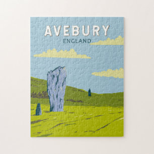 Puzzle Avebury England Travel Art Vintage