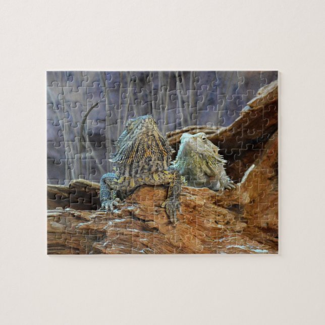 Puzzle avec deux lézards curieux (Horizontal)