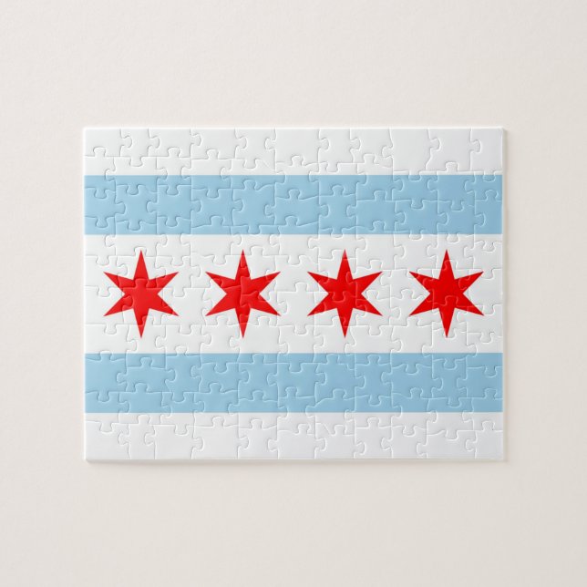 Puzzle avec drapeau de Chicago, Illinois (Horizontal)