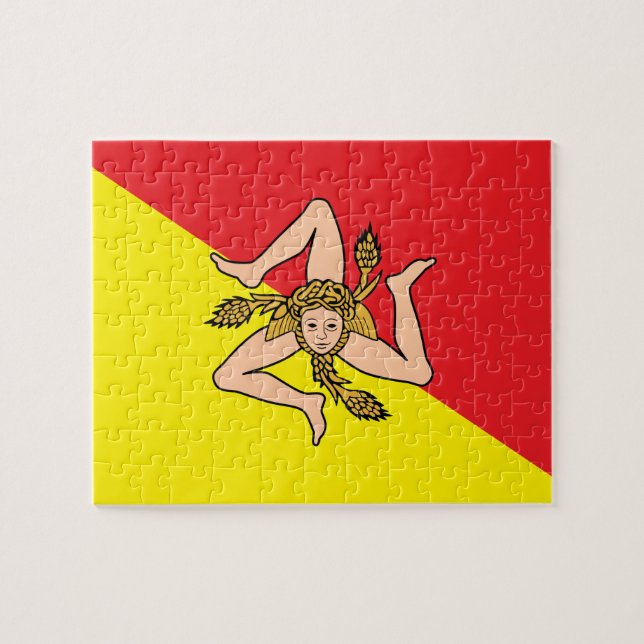 Puzzle avec Drapeau de Sicile, Italie (Horizontal)