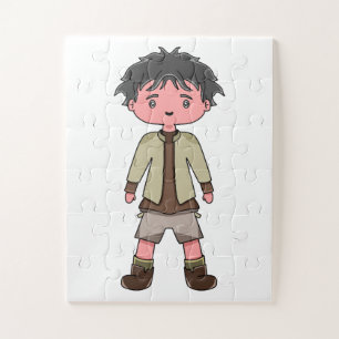 puzzle avec illustration de garçon de dessin animé