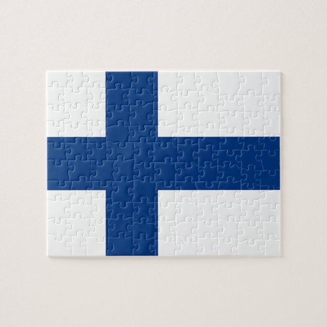 Puzzle avec le drapeau de la Finlande (Horizontal)