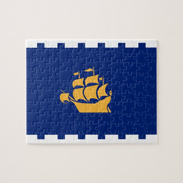 Puzzle avec le drapeau de la ville de Québec, Cana (Horizontal)