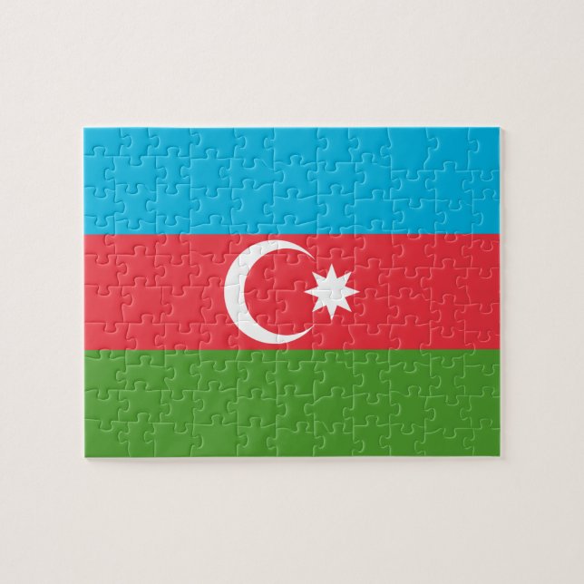 Puzzle avec le drapeau de l'Azerbaïdjan (Horizontal)