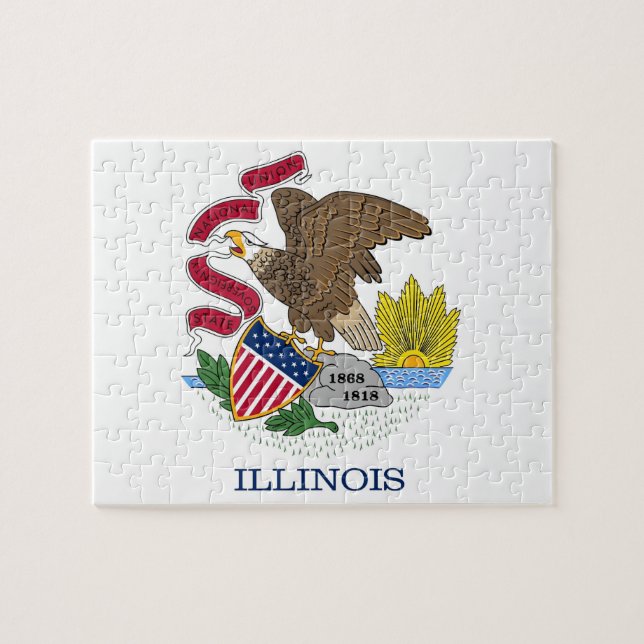 Puzzle avec le drapeau de l'État de l'Illinois (Horizontal)
