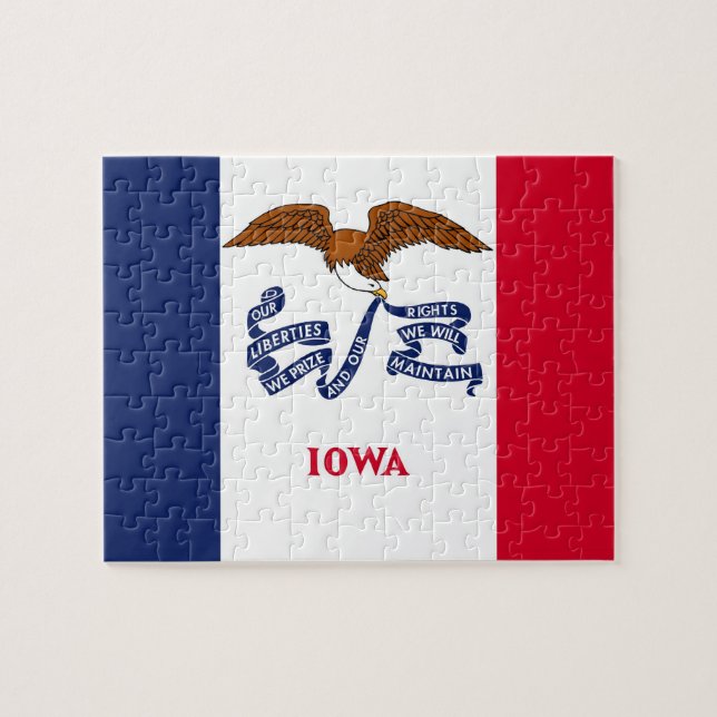 Puzzle avec le drapeau de l'État de l'Iowa (Horizontal)