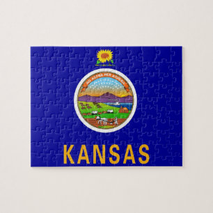 Puzzle avec le drapeau de l'État du Kansas
