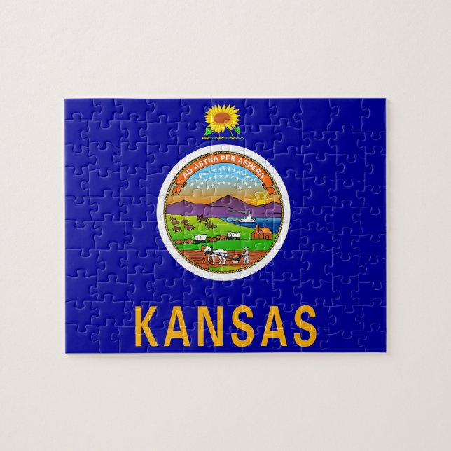 Puzzle avec le drapeau de l'État du Kansas (Horizontal)