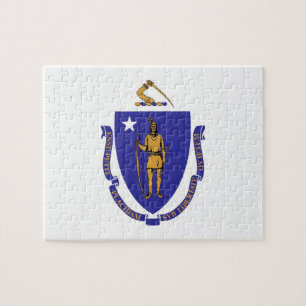 Puzzle avec le drapeau de l'État du Massachusetts