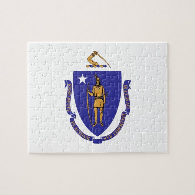 Puzzle avec le drapeau de l'État du Massachusetts (Horizontal)