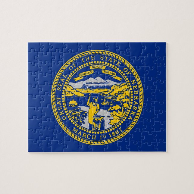 Puzzle avec le drapeau de l'État du Nebraska (Horizontal)