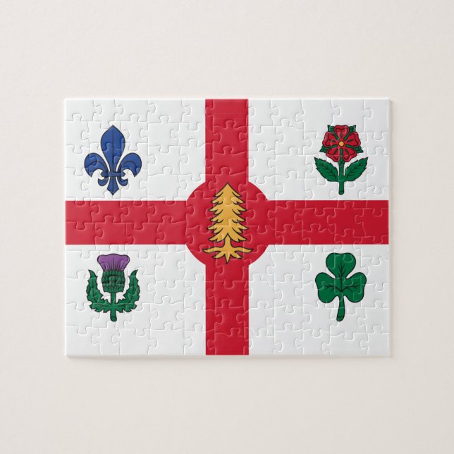 Puzzle avec le drapeau de Montréal, Canada (Horizontal)