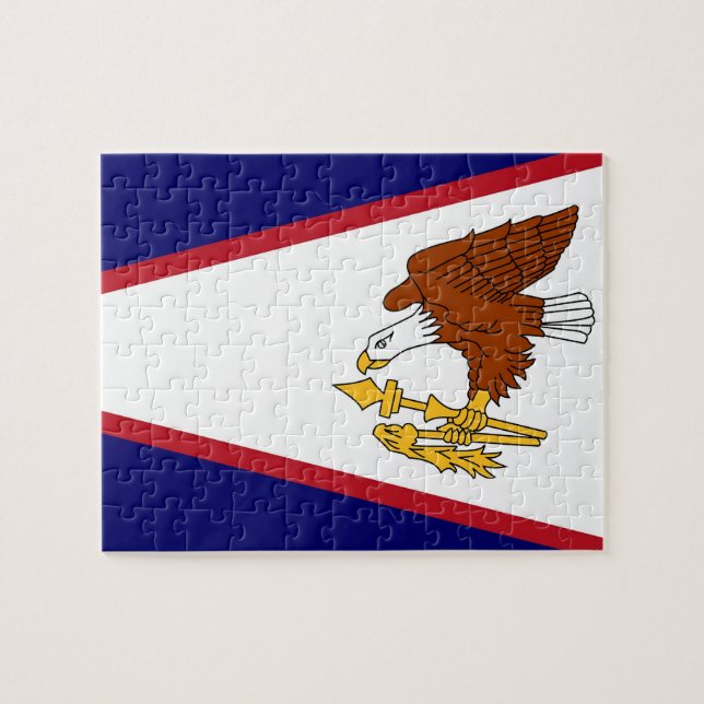 Puzzle avec le drapeau des Samoa américaines (Horizontal)