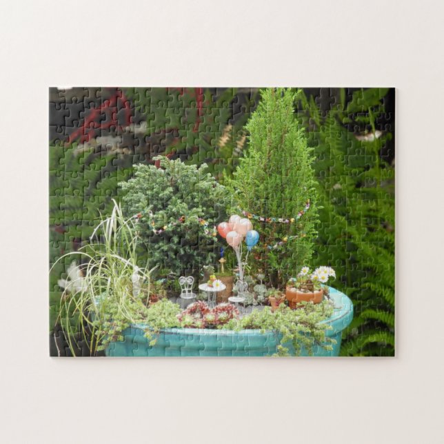Puzzle avec le jardin miniature d'anniversaire (Horizontal)