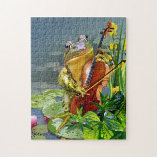 Puzzle avec le violoncelle drôle jouant la
