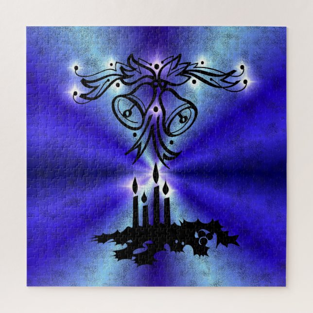 Puzzle Avent, Artdeco de Noël sur Blue Green Rainbow (Vertical)