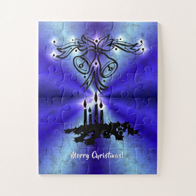 Puzzle Avent, Artdeco de Noël sur Blue Green Rainbow (Vertical)