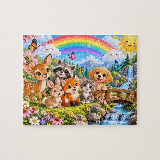 Puzzle Aventure d'animaux mignons de la forêt (Horizontal)