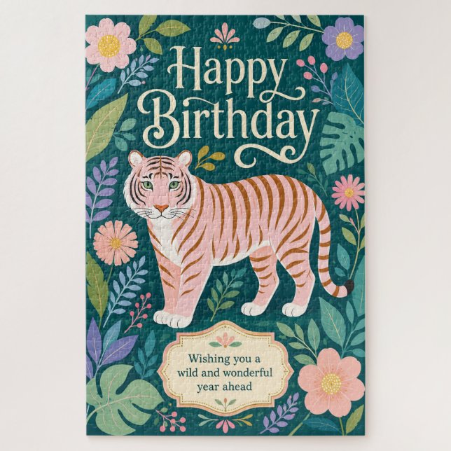 Puzzle Aventure d'anniversaire de Tigre Rose Sauvage (Vertical)
