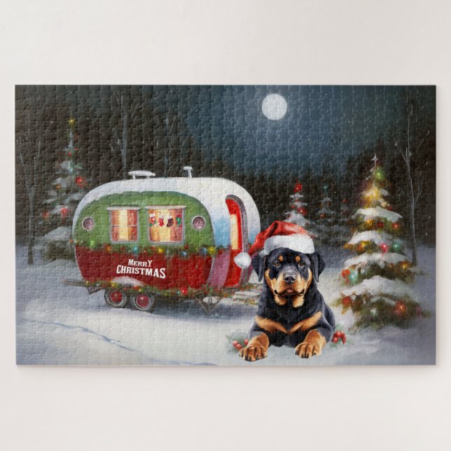 Puzzle Aventure de Noël de la caravane de Rottweiler d'hi (Horizontal)