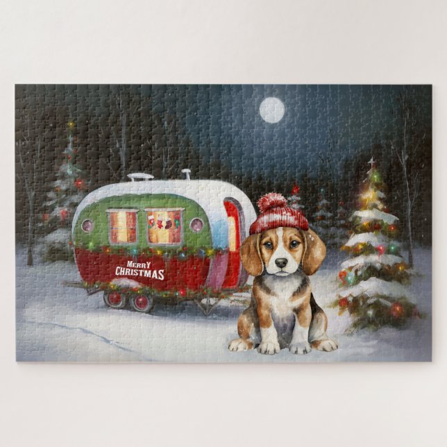 Puzzle Aventure de Noël de la caravane du Beagle d'hiver  (Horizontal)