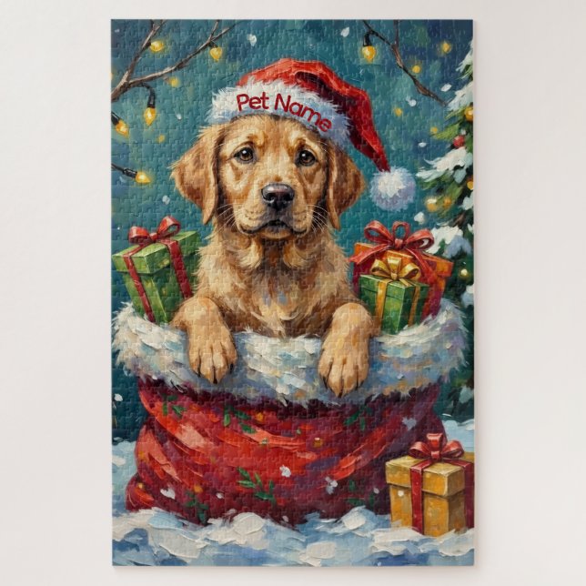 Puzzle Aventure de sac de Noël du Labrador Retriever Sant (Vertical)