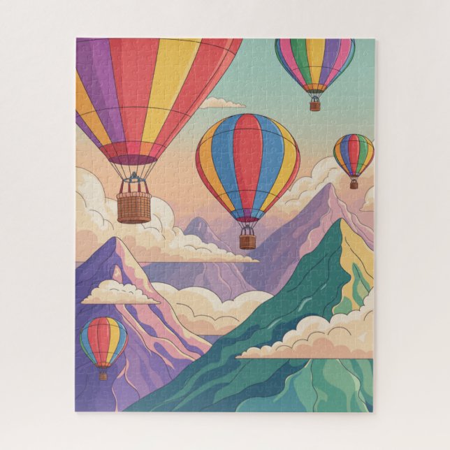 Puzzle Aventure en montgolfière en montagne (Vertical)