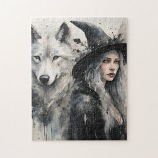 Puzzle Aventure magique avec un loup blanc"