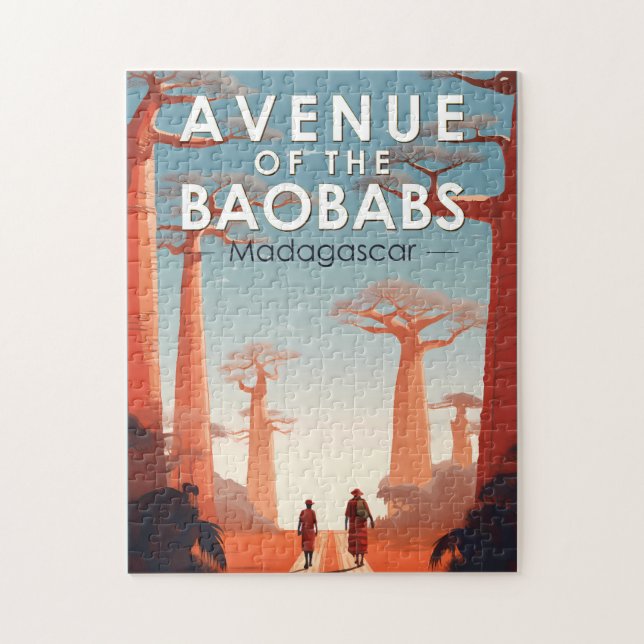 Puzzle Avenue des Baobabs Madagascar Art Vintage (Vertical)