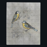 Puzzle Aviaire argenté | Couple d'oiseaux<br><div class="desc">Cet imprimé d'aquarelle présente deux oiseaux perchés dans un arbre | Par Naomi McCavitt</div>