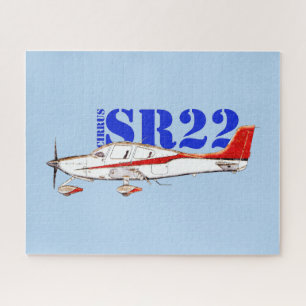 Puzzle Avion Cirrus SR22 stylisé avec une typographie aud