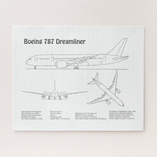Puzzle Avion de ligne 787 - Plan de dessin de plan d'avio (Horizontal)