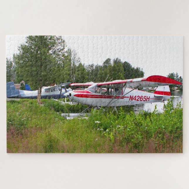 Puzzle Avion flotteur blanc et rouge, Lake Hood, Alaska (Horizontal)