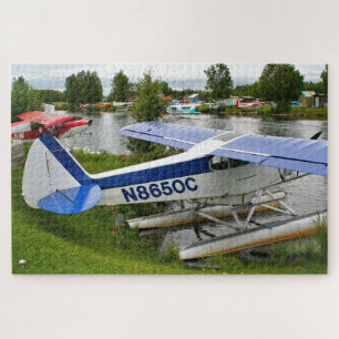 Puzzle Avion flotteur bleu et blanc, Lake Hood, Alaska